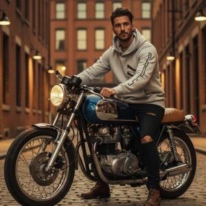 PRPS Hoodie Hooded Sweatshirt Gray Pullover Fleece Lined Zippers Size Medium